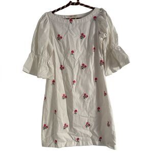 Bombay Paisley Ivory Dress with Red Floral Accents EUC